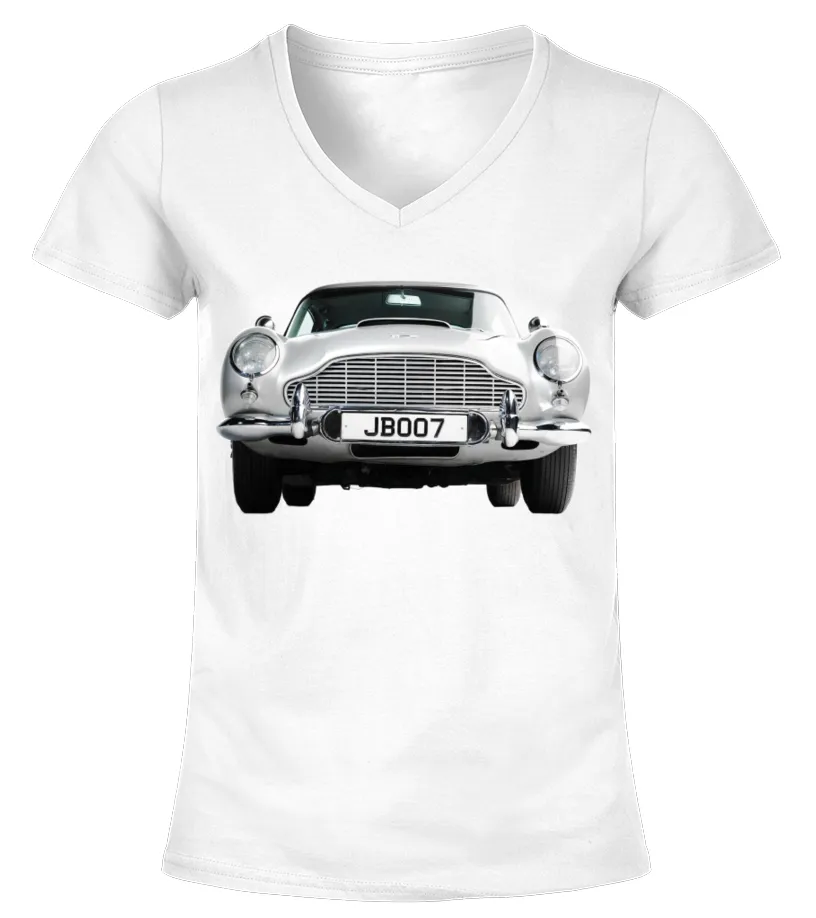 015. GOLDFINGER  ASTON MARTIN DB5 WT CAMISETA CUELLO PICO MUJER