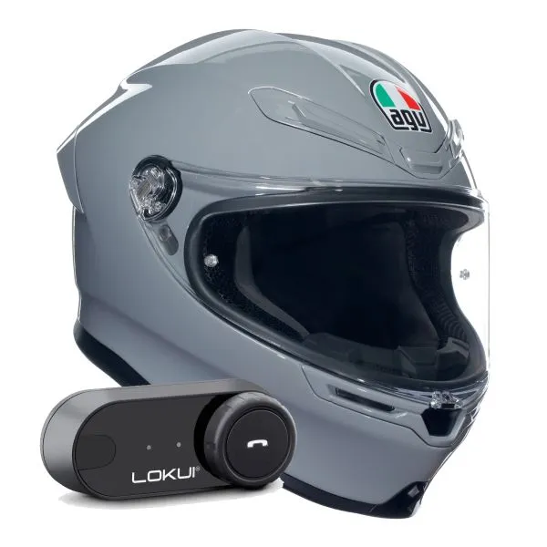 AGV K6 S Mono Nardo Grey + Kit Bluetooth Lokui K30 