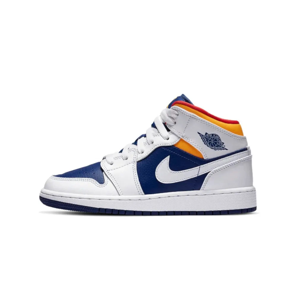 Air Jordan 1 Mid White Laser Orange Deep Royal Blue