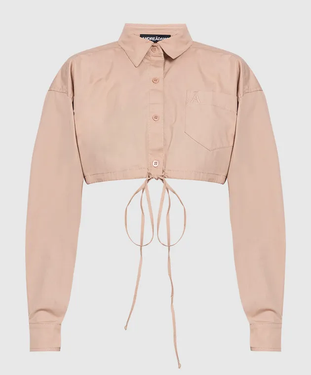 AndreAdamo Beige top with logo embroidery