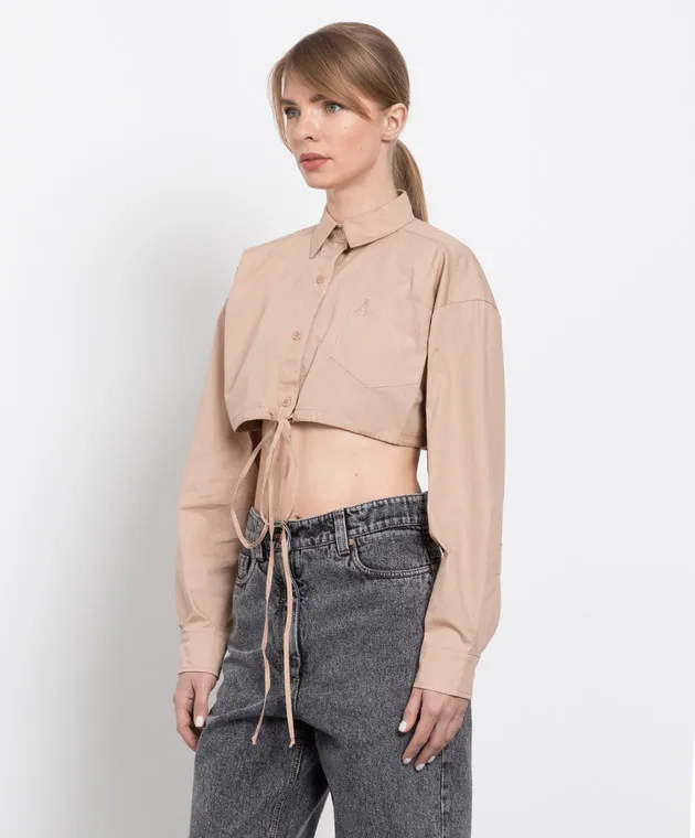 AndreAdamo Beige top with logo embroidery