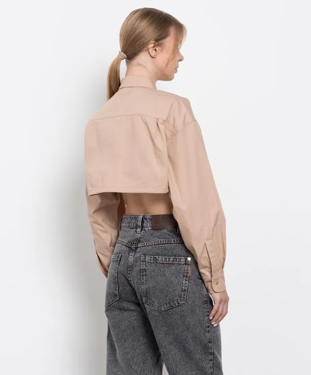 AndreAdamo Beige top with logo embroidery