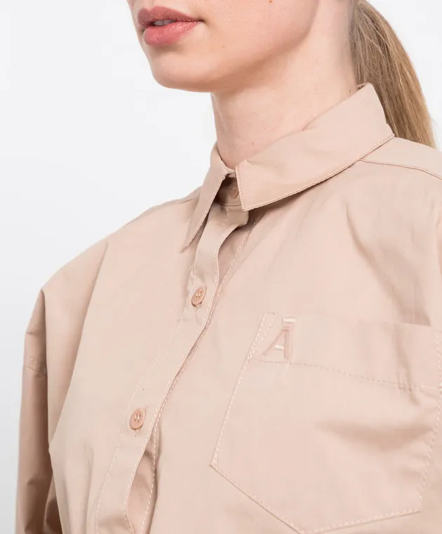 AndreAdamo Beige top with logo embroidery