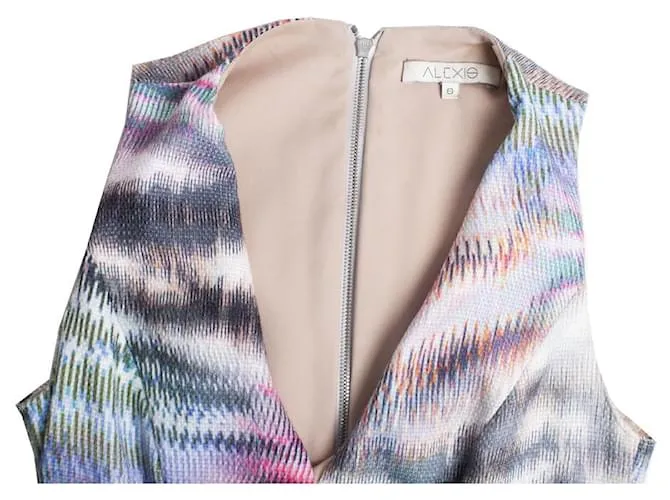 AUTRE MARQUE ALEXIS, VESTIDO EVASé ESTAMPADO TIEDYE MULTICOLOR. 