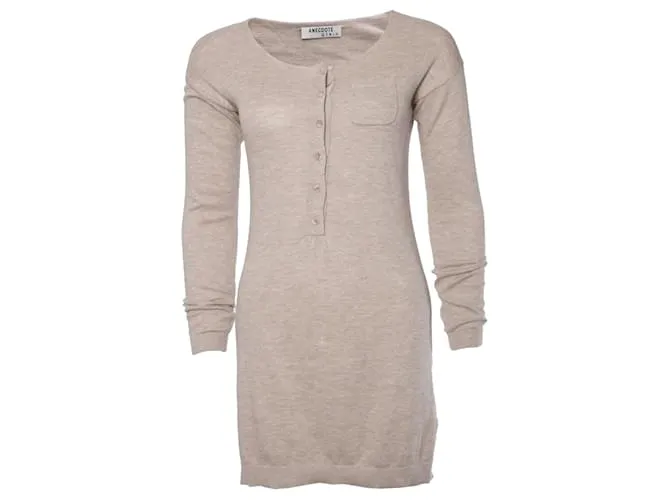 Autre Marque Anécdota, beige/Vestido marrón en talla XS. Castaño 