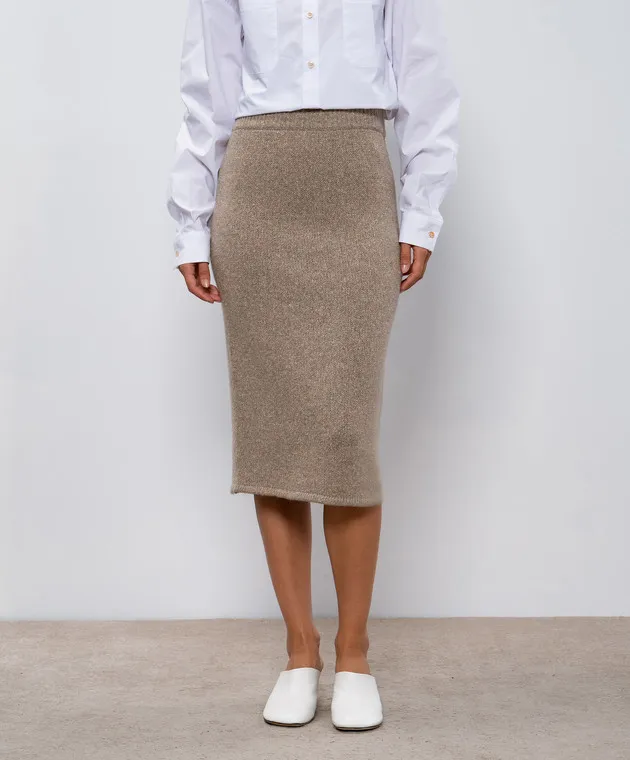 Ballantyne Beige midi skirt made of seam and silk