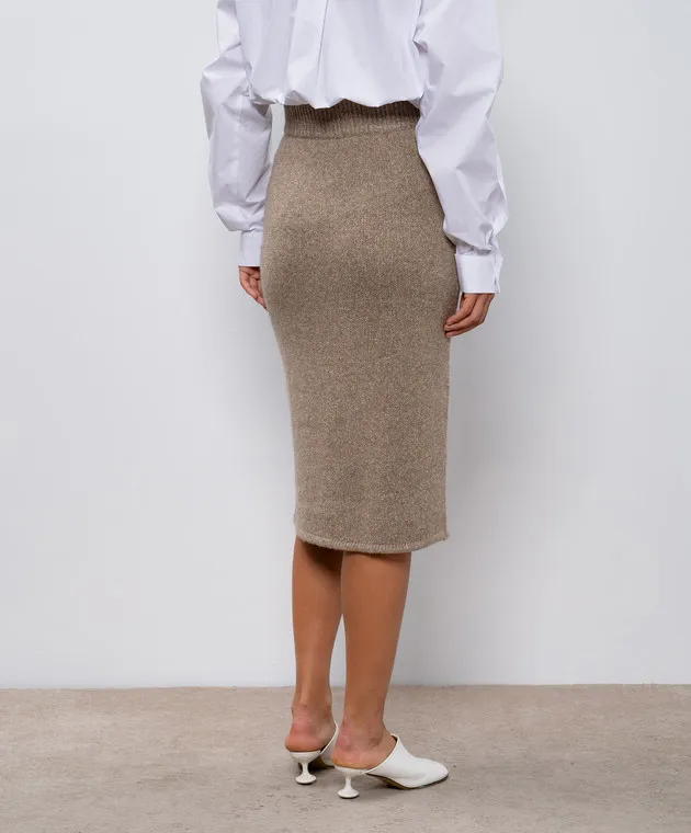 Ballantyne Beige midi skirt made of seam and silk