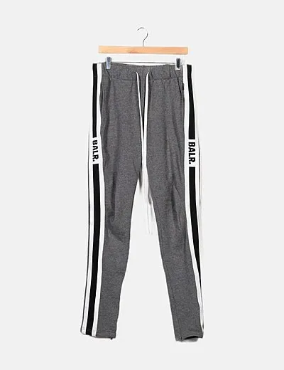 BALR. Pantalón deportivo gris rayas laterales