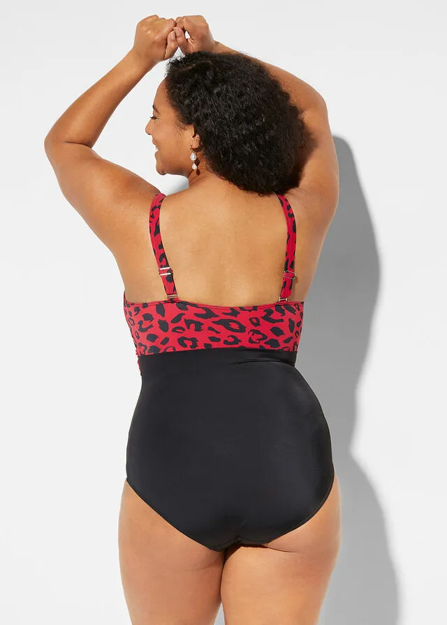BAñADOR BEIGENEGRO CON ESTAMPADO DE LEOPARDO