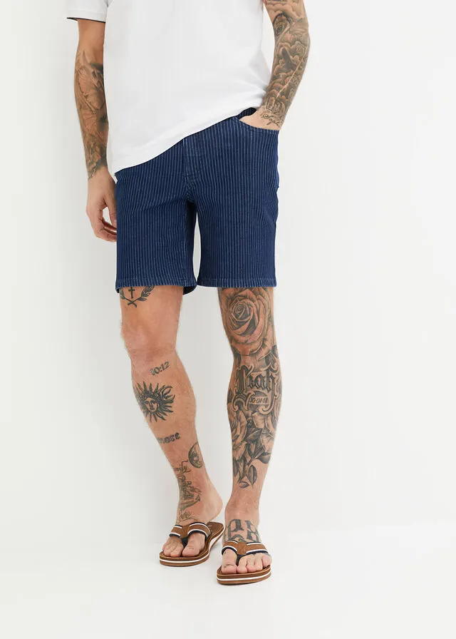 Bermuda vaquera azul oscuro denim con rayas
