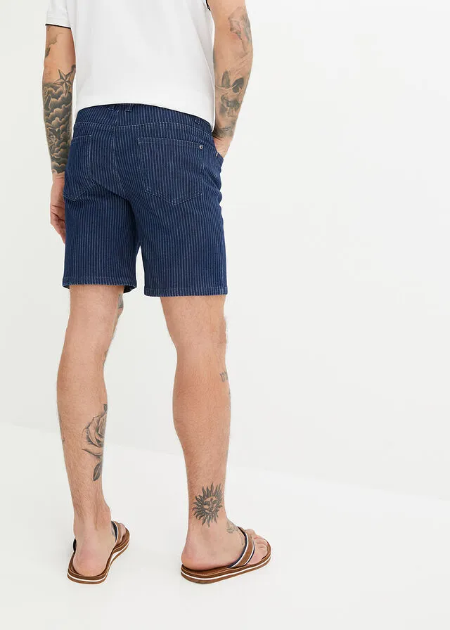 Bermuda vaquera azul oscuro denim con rayas