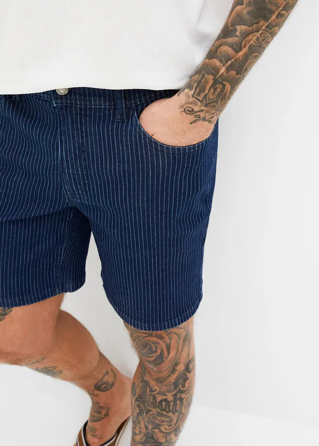 Bermuda vaquera azul oscuro denim con rayas