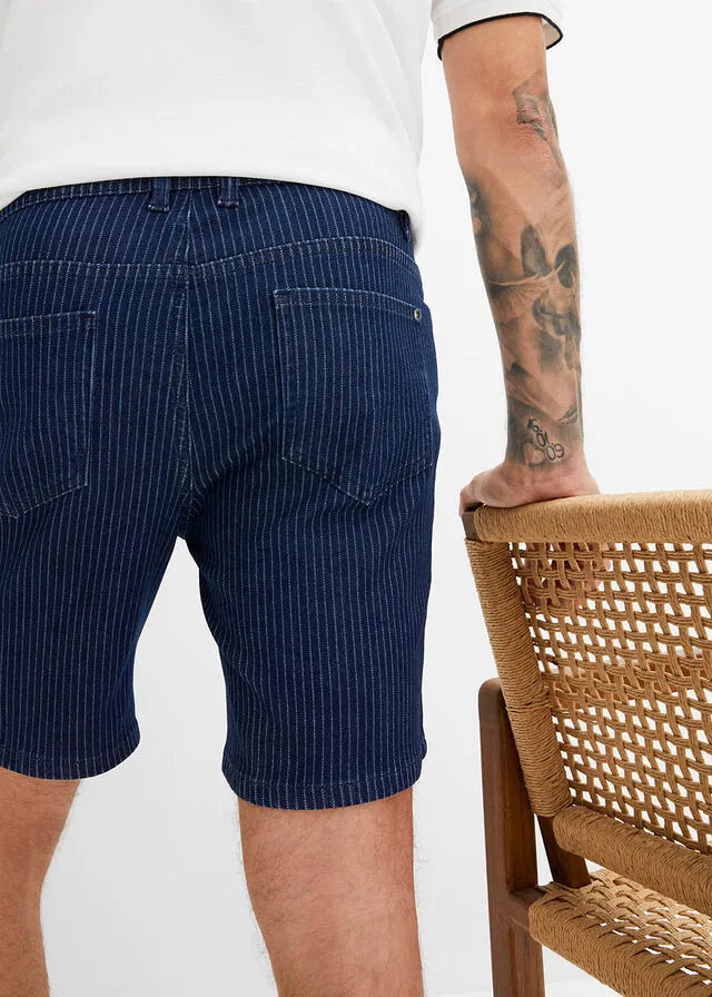 Bermuda vaquera azul oscuro denim con rayas