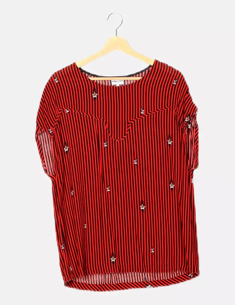Bimba&Lola Blusa roja rayas