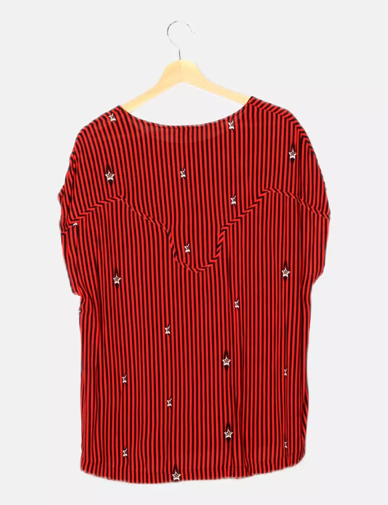 Bimba&Lola Blusa roja rayas