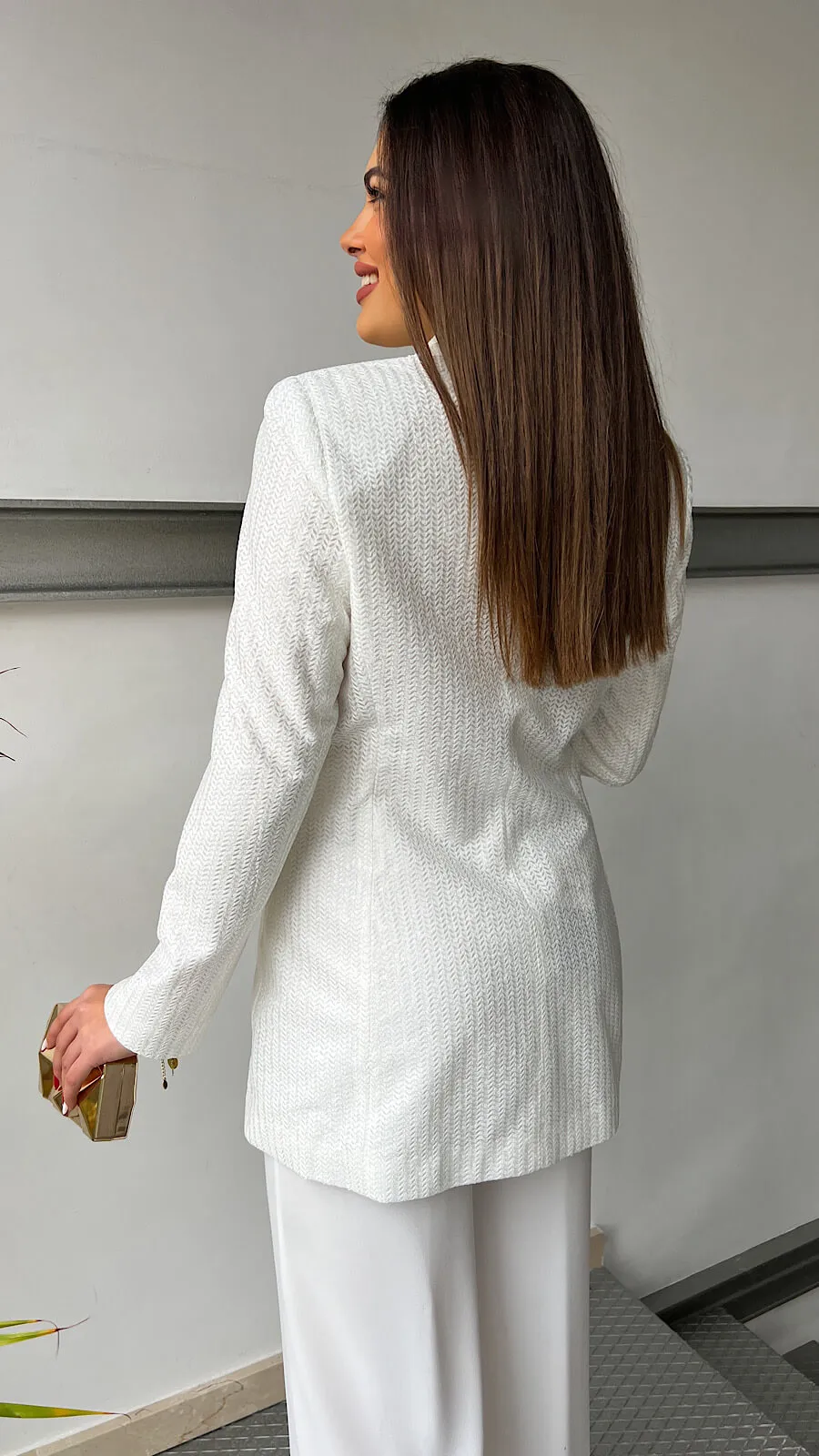 Blazer Blanca Paillette Luxury