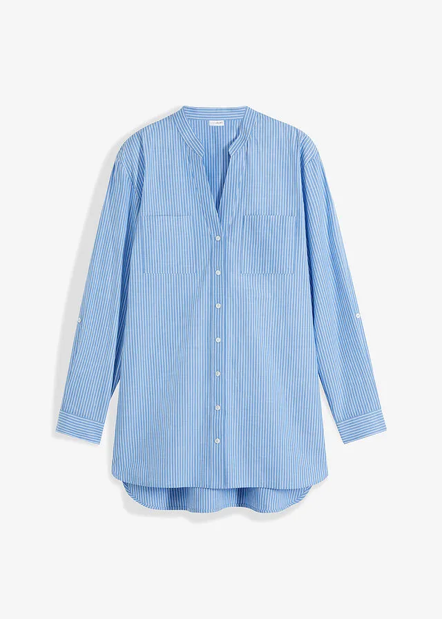 BLUSA LARGA AZUL PROVENZALBLANCO DE RAYAS