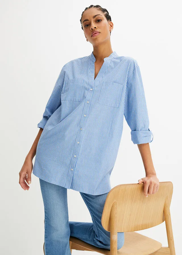 BLUSA LARGA AZUL PROVENZALBLANCO DE RAYAS