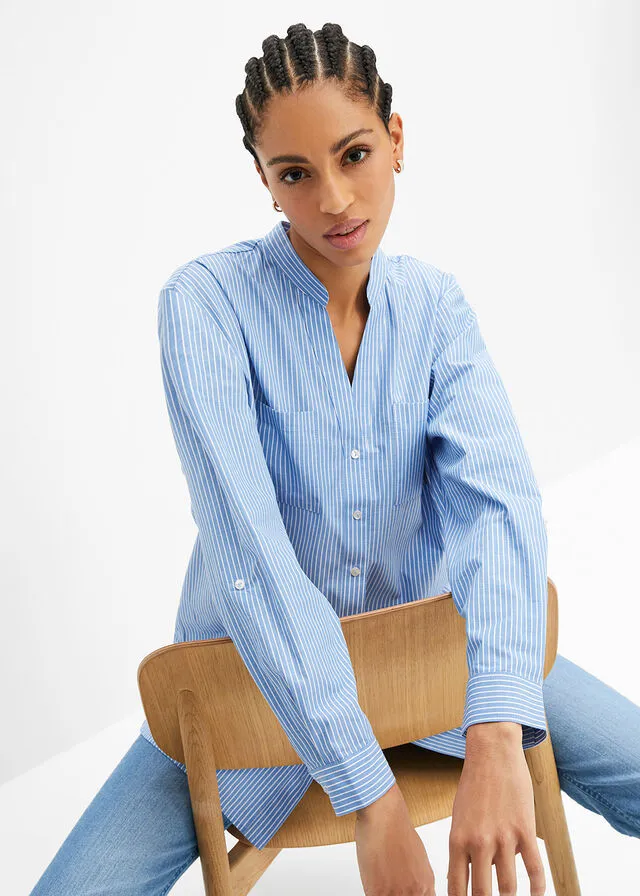 BLUSA LARGA AZUL PROVENZALBLANCO DE RAYAS