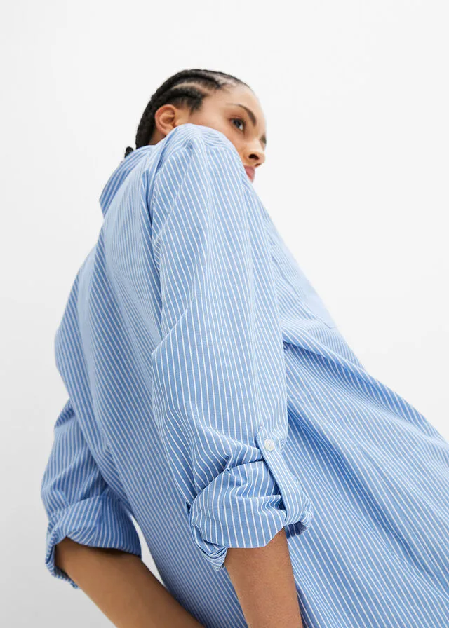 BLUSA LARGA AZUL PROVENZALBLANCO DE RAYAS