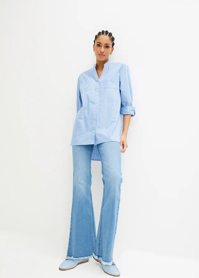 BLUSA LARGA AZUL PROVENZALBLANCO DE RAYAS