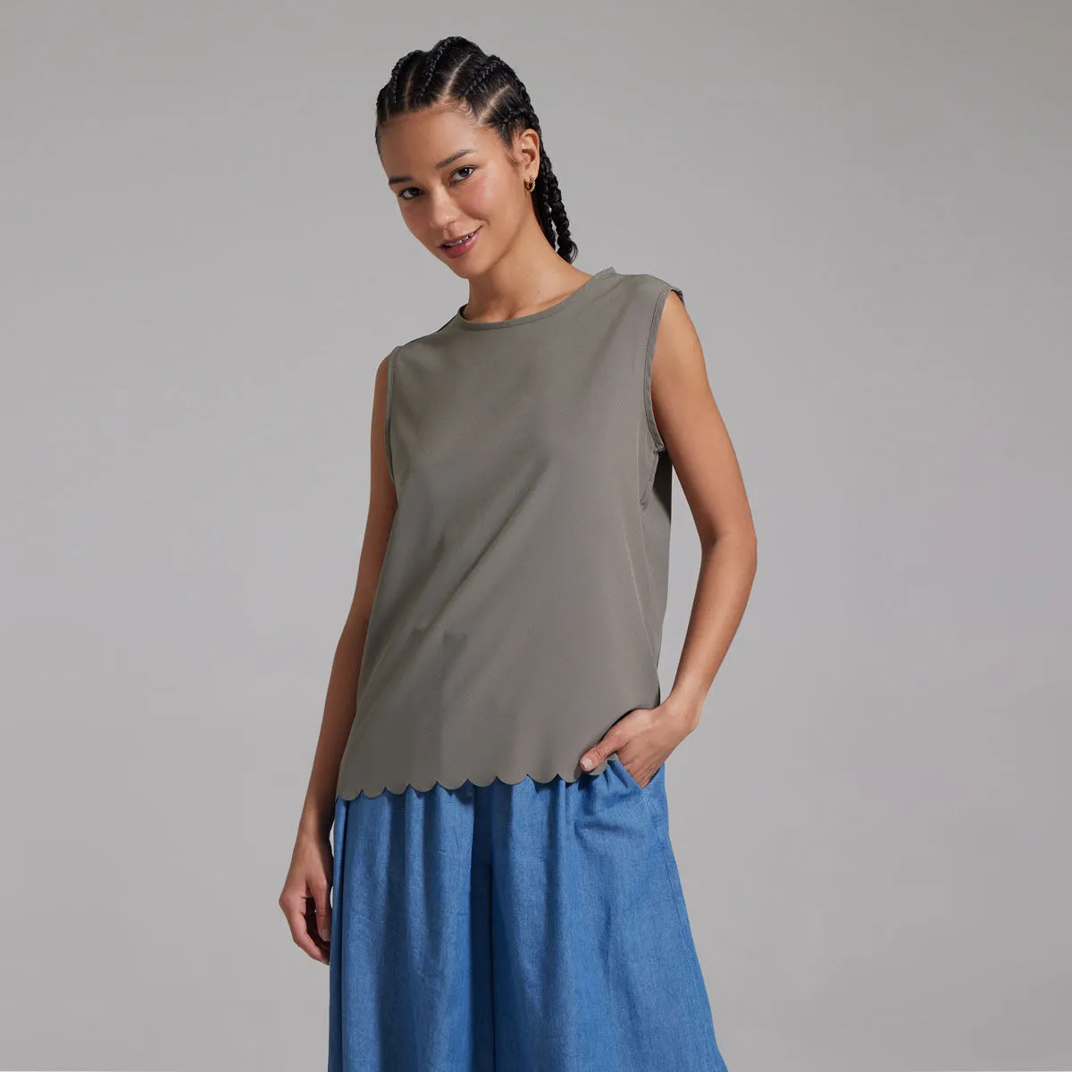 Blusa Manga Sisa Cuello Redondo