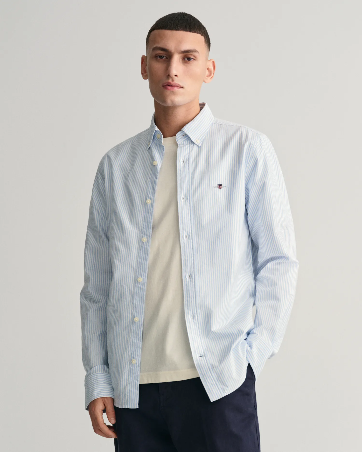 Camisa Oxford Slim Fit de rayas finas