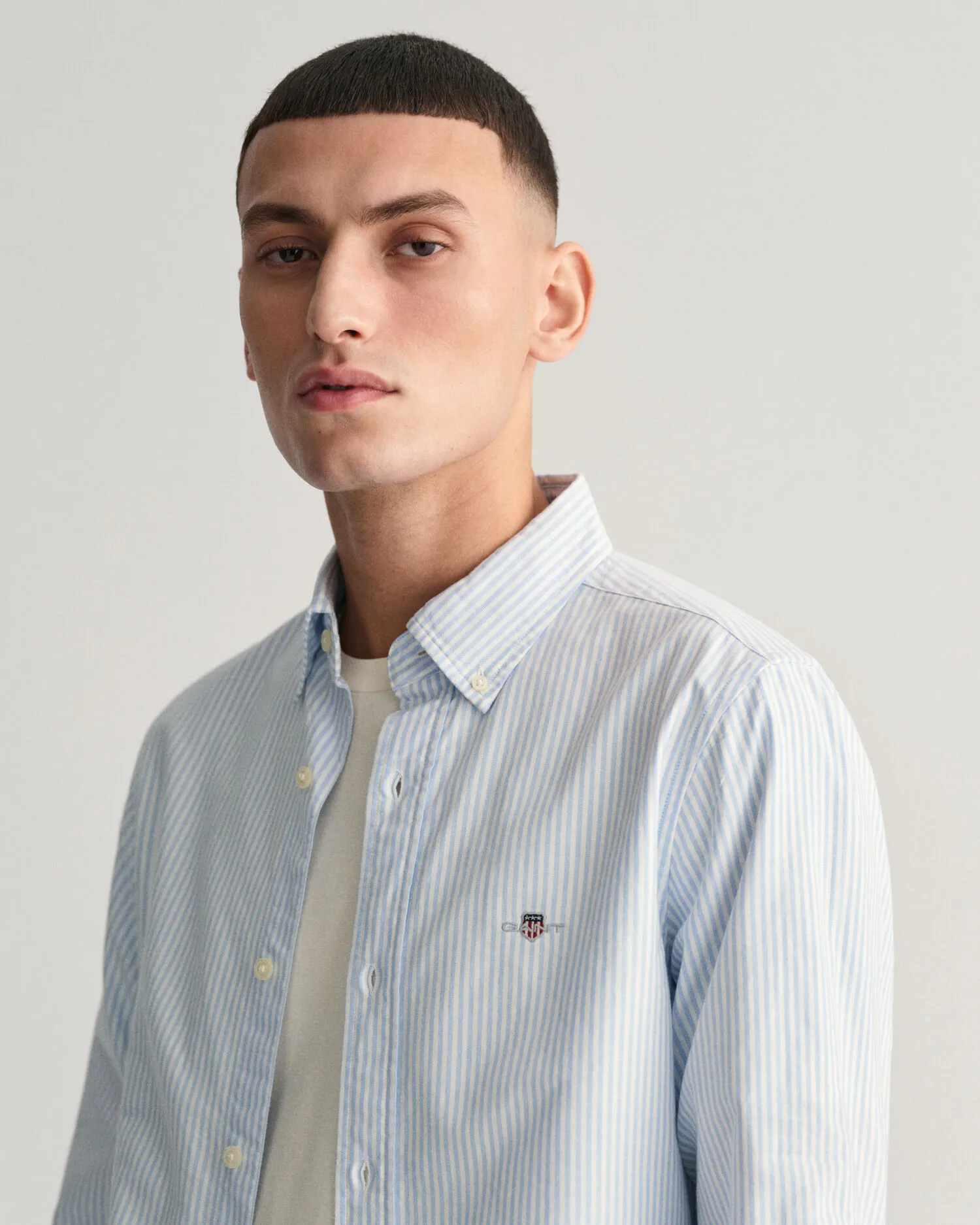 Camisa Oxford Slim Fit de rayas finas