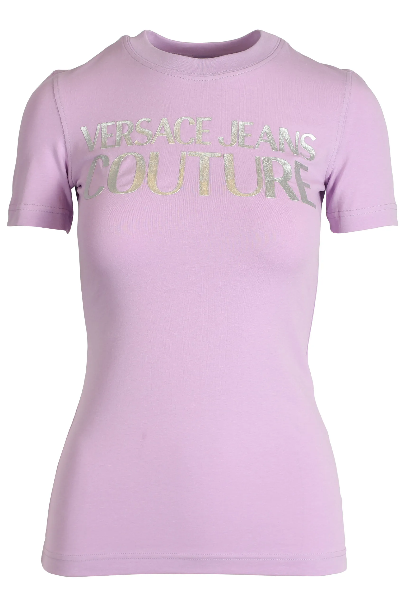 Camiseta lila con logo plateado