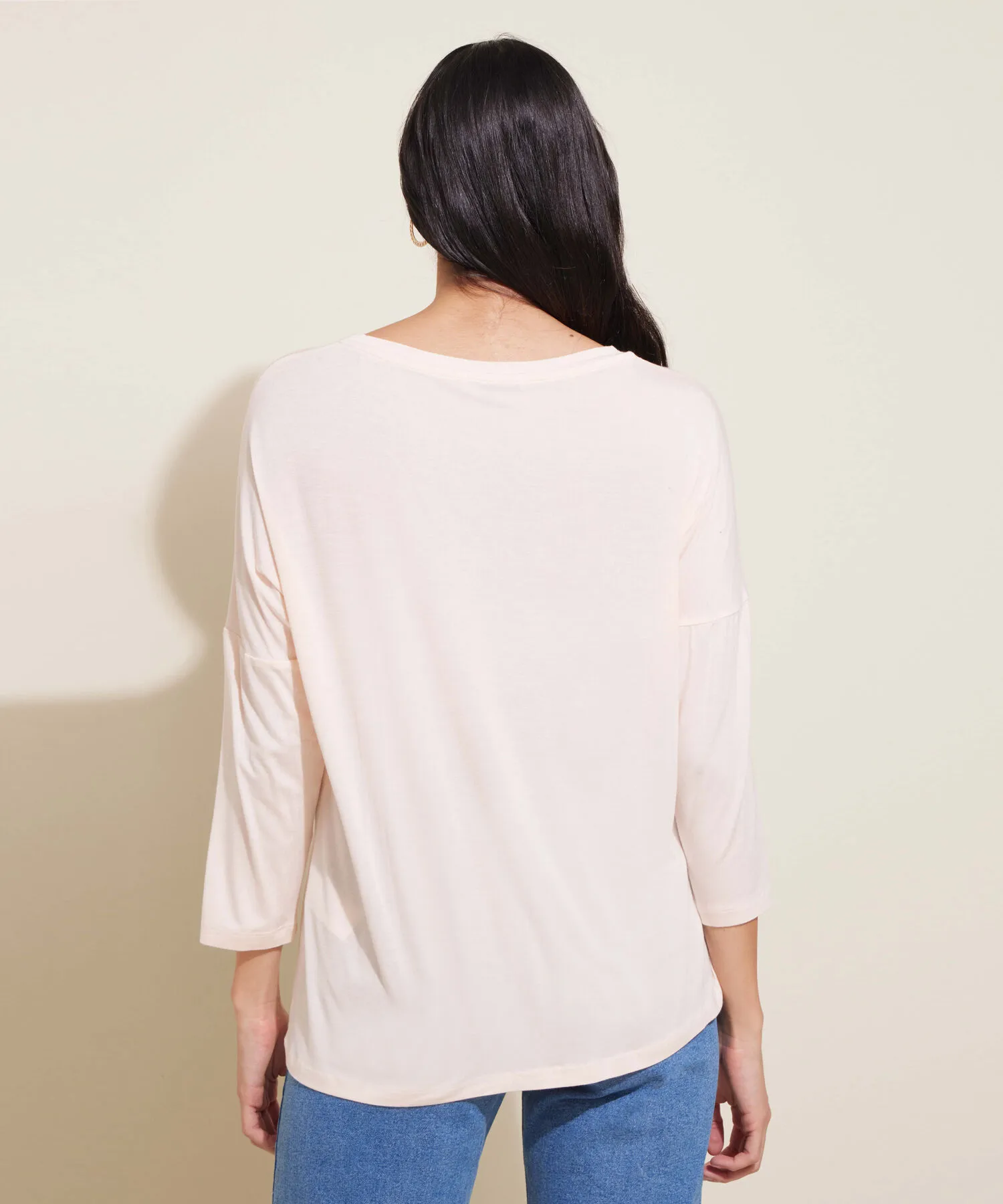 CAMISETA MANGA 3/4, CUELLO REDONDO CON ESTAMPADO SCREEN