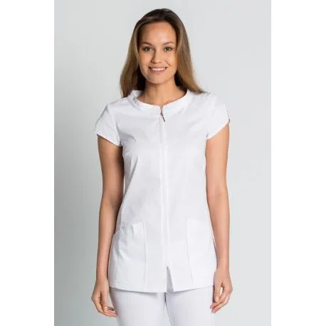 Chaqueta blanca con cuello de barco