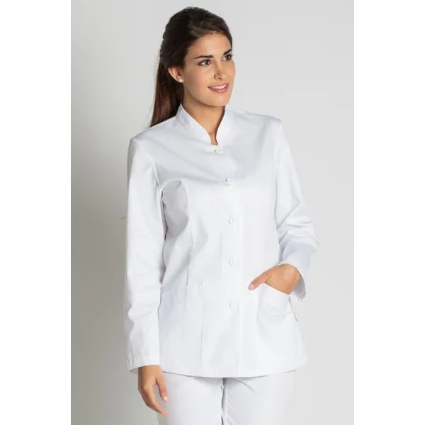 CHAQUETA BLANCA CUELLO MAO MANGA LARGA 