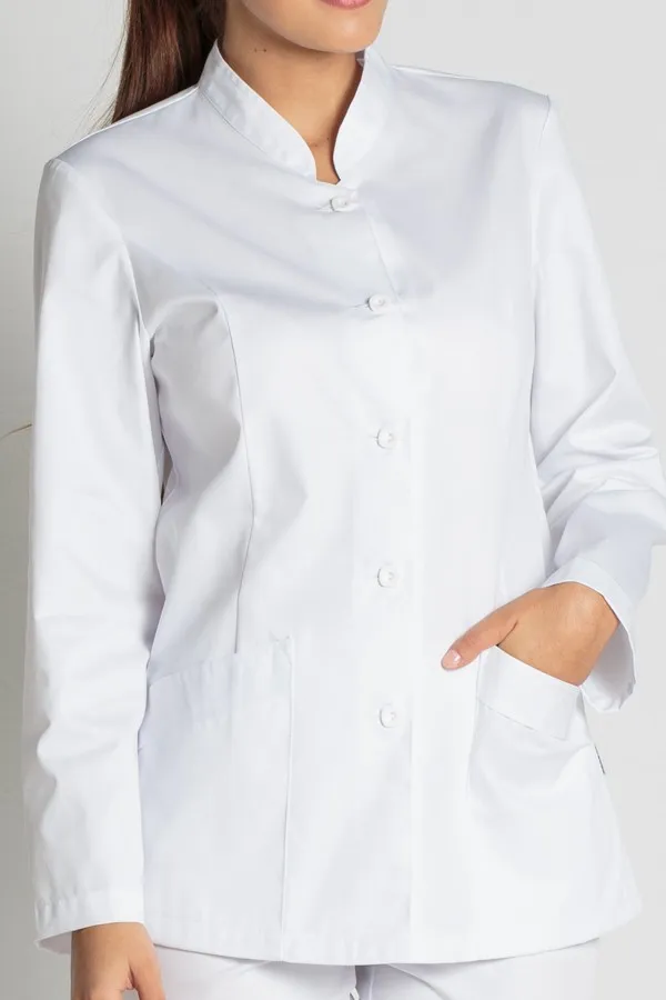 CHAQUETA BLANCA CUELLO MAO MANGA LARGA 