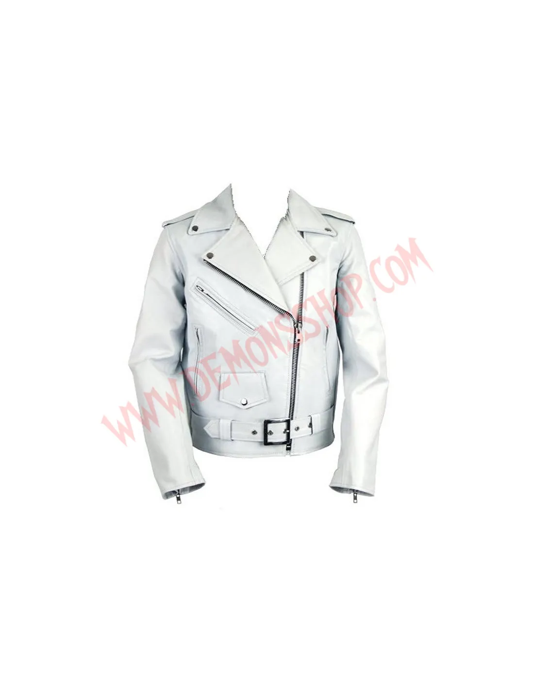 Chaqueta Mujer Clasica de Cuero Blanca