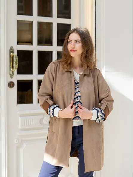 Chaqueta tejido antelina manga 3/4