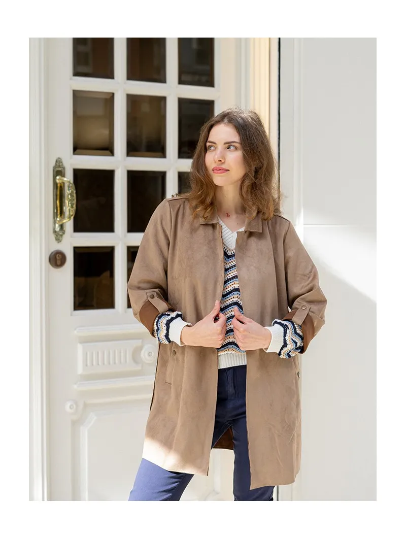 Chaqueta tejido antelina manga 3/4