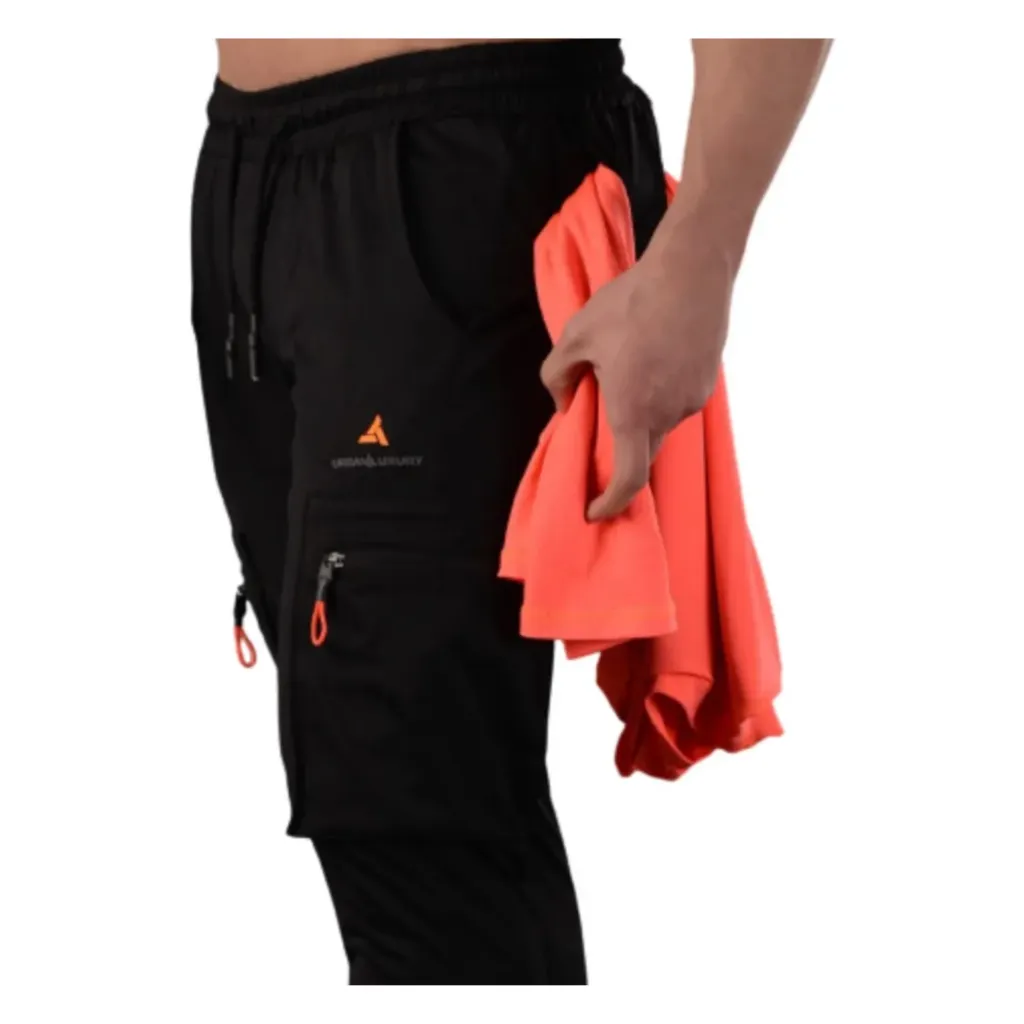 Combo Deportivo! Camiseta Termica Reflectiva Negro + Pantalón Cargo Negro