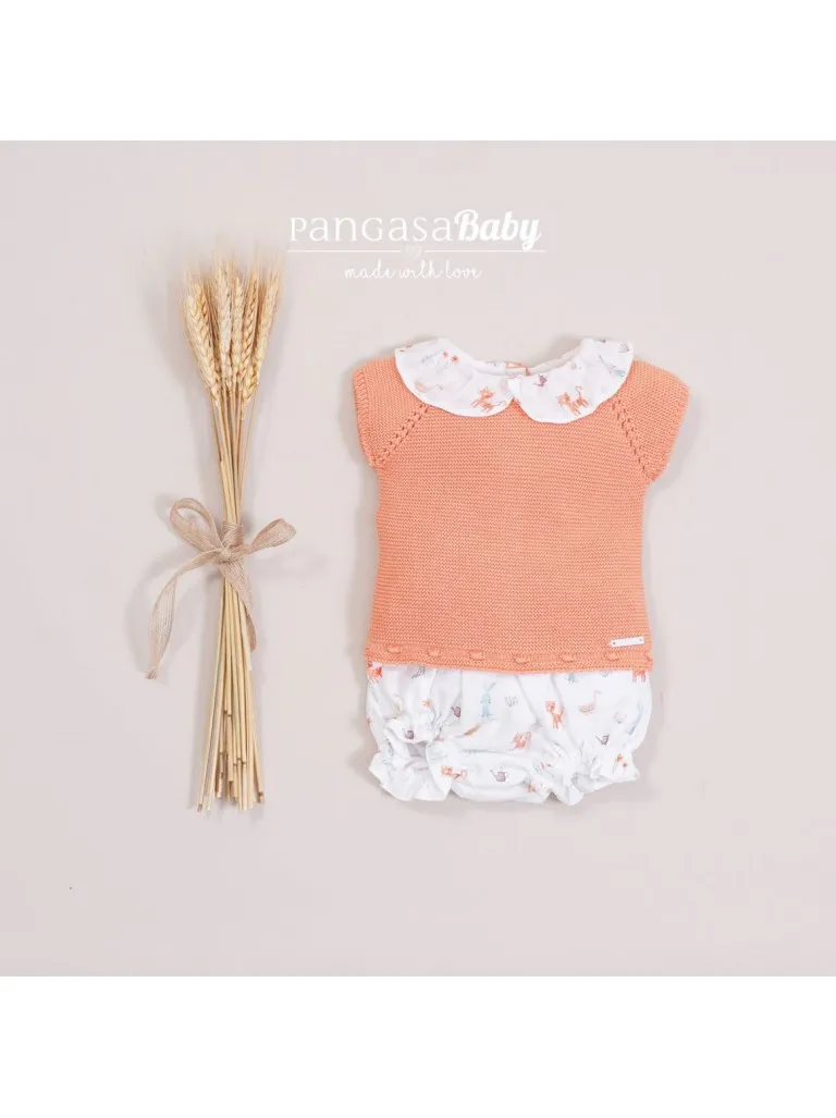 Conjunto con ranita tela animalitos Pangasa