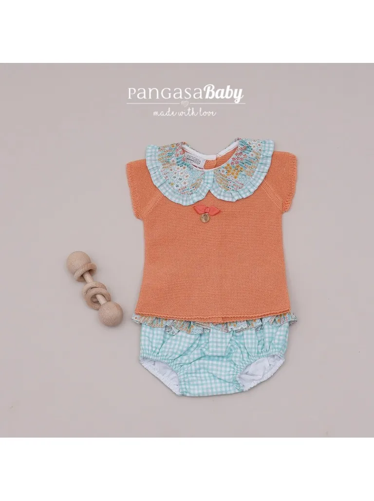 Conjunto dos piezas Pangasa en hilo,tela florecitas y vichy