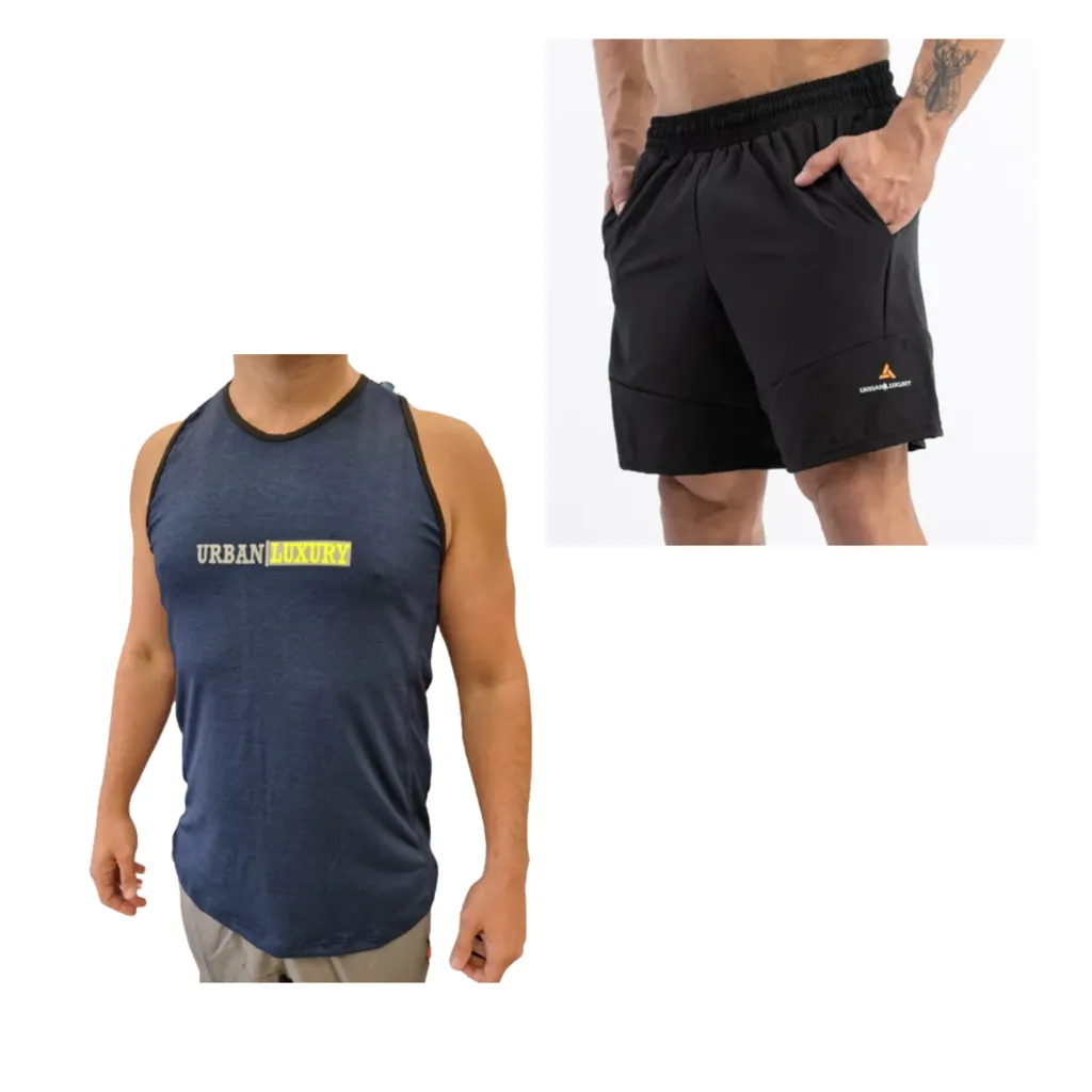 Conjunto! Musculosa Hombre Az+ Bermuda Lisa Microfibra