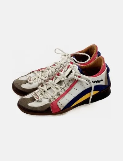Dsquared2 Deportiva blanca raya rosa