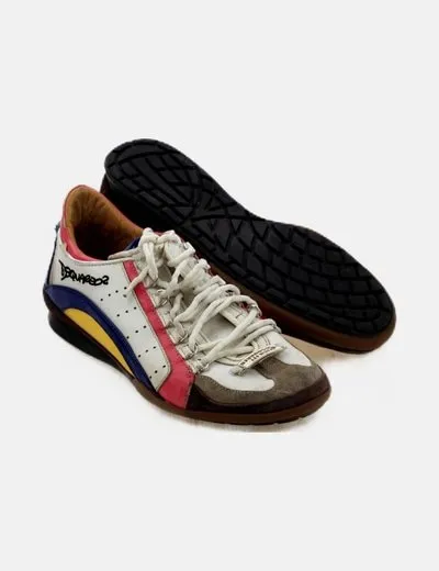 Dsquared2 Deportiva blanca raya rosa