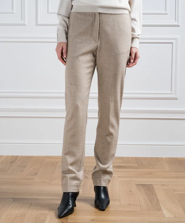 Enrico Mandelli Beige pants made of wool and cashmere