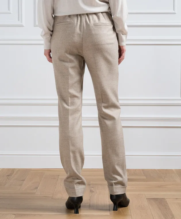 Enrico Mandelli Beige pants made of wool and cashmere