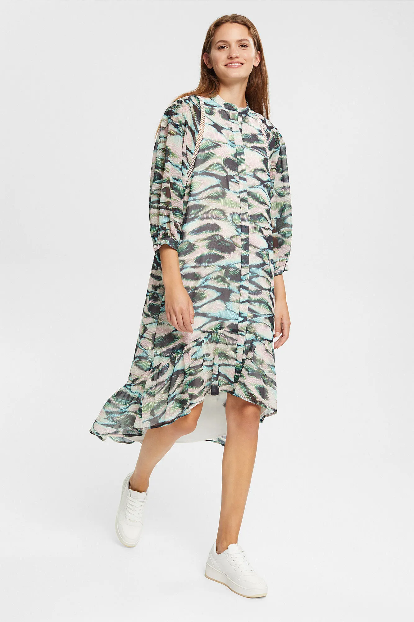 Esprit Vestido chiffon asimétrico animal print