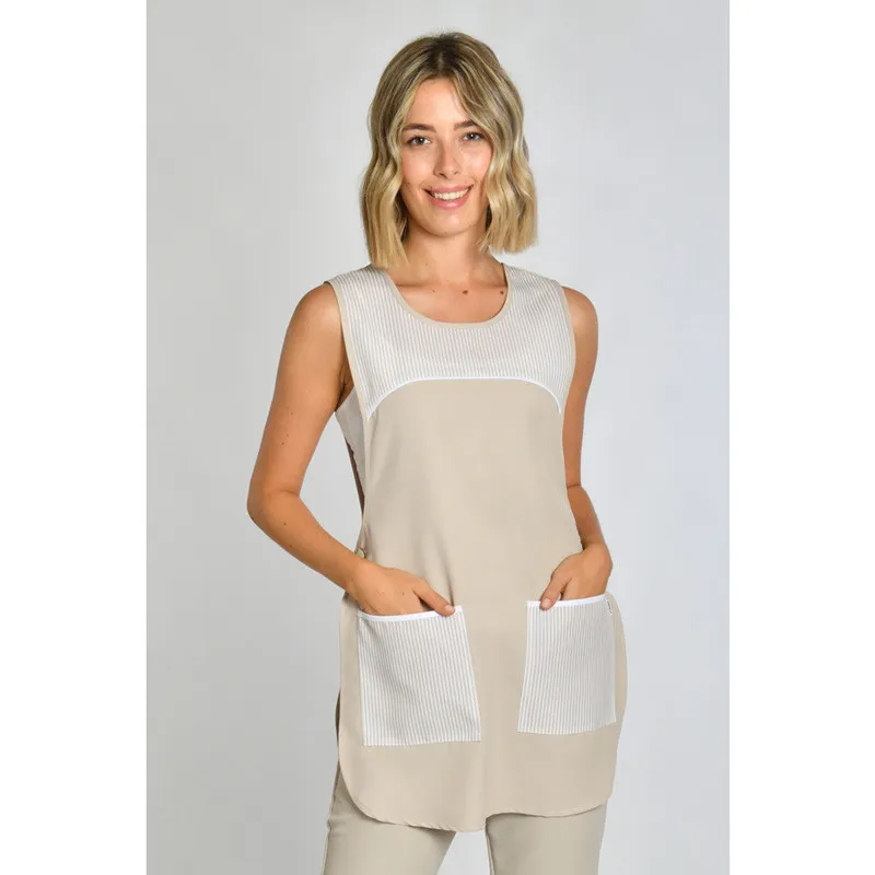 ESTOLA LABORAL DE MICROFIBRA RAYAS BEIGE  DYNEKE