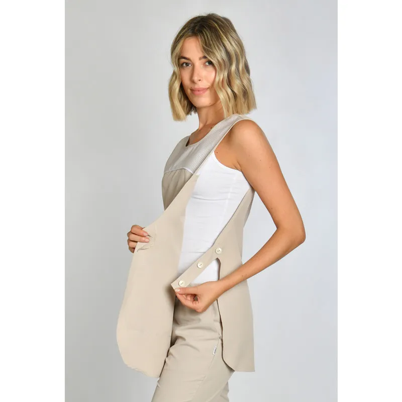 ESTOLA LABORAL DE MICROFIBRA RAYAS BEIGE  DYNEKE
