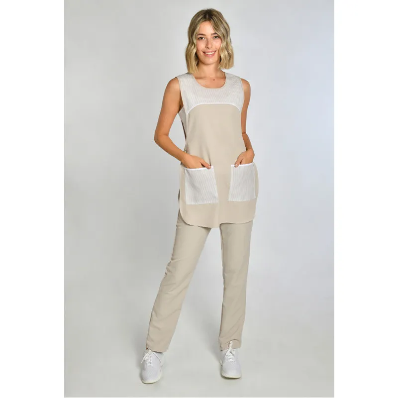 ESTOLA LABORAL DE MICROFIBRA RAYAS BEIGE  DYNEKE