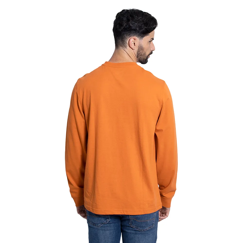 Franela manga larga cuello henley unicolor