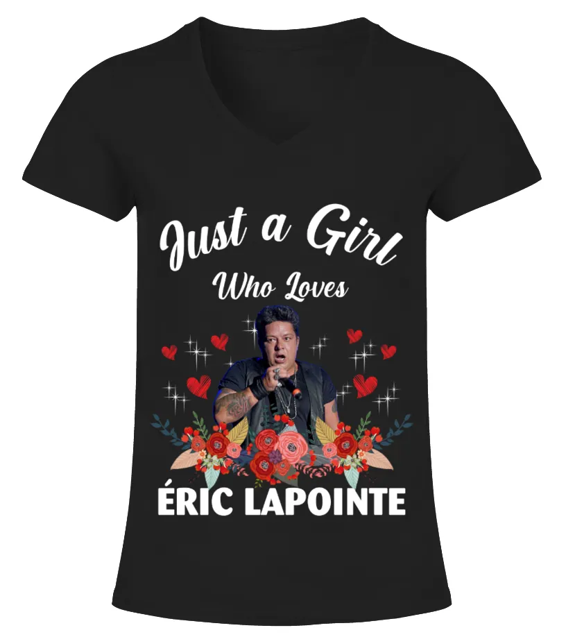GIRL WHO LOVES ERIC LAPOINTE Camiseta cuello pico Mujer